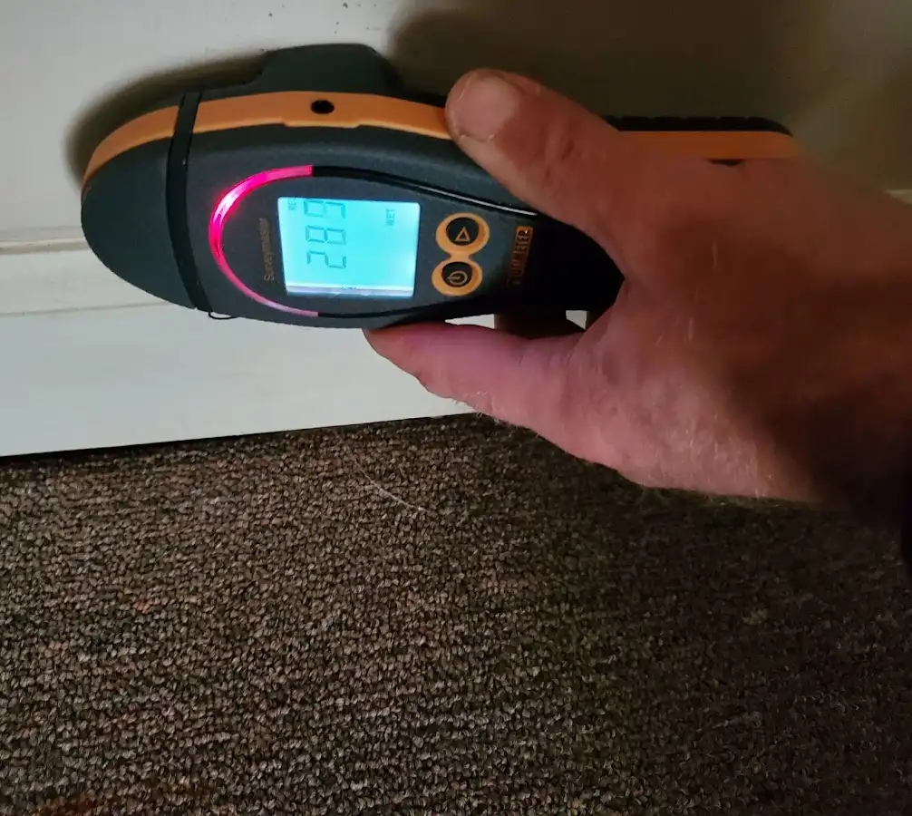 Moisture detection at baseboard during Burst Pipe Cleanup in Signal Hill